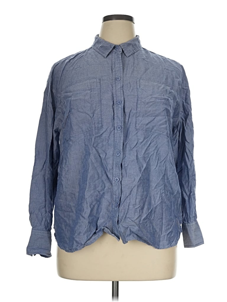 Pre-owned Lola River Long Sleeve Button Down Shirt In Blue