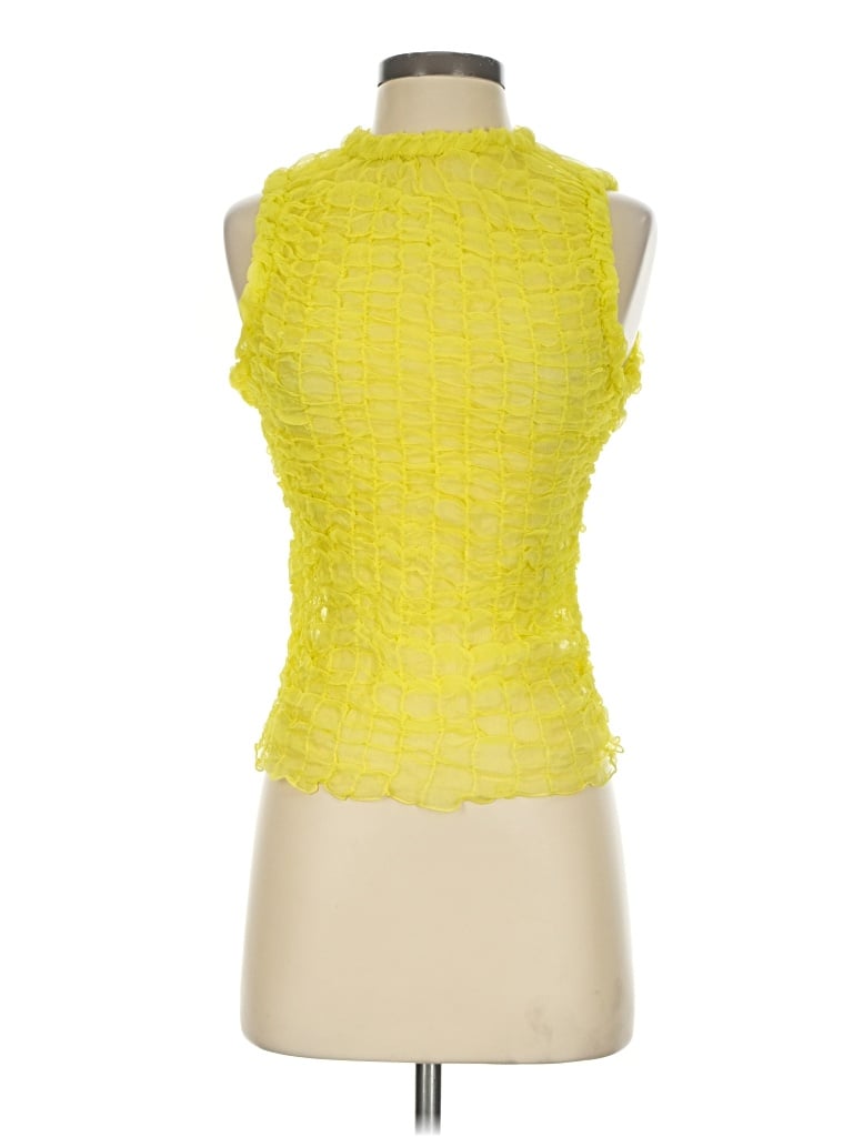 Pre-owned Hanne Bloch Sleeveless Silk Top Yellow Halter Neckline Tops