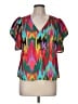 Crosby 100% Polyester Teal Short Sleeve Blouse Size M - photo 1