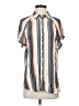 BDG Stripes Silver Short Sleeve Button-Down Shirt Size S - photo 1