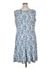 Perceptions 100% Polyester Print Blue Casual Dress Size XL - photo 2