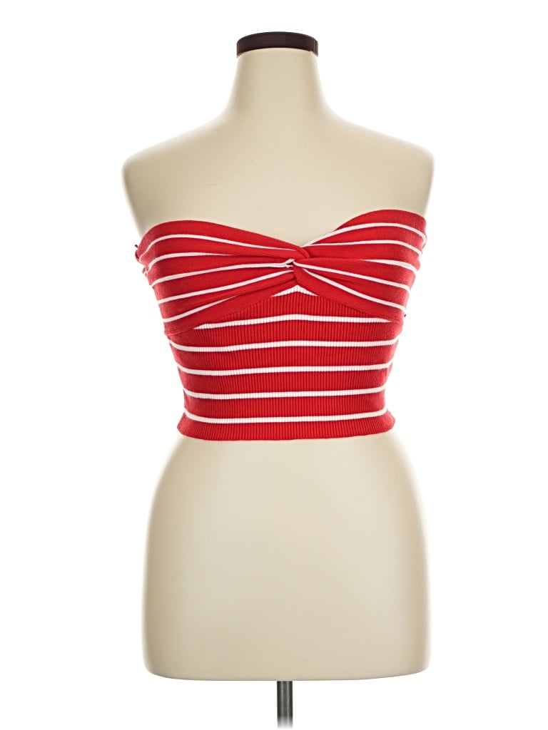 Pre-owned Papermoon Tube Top Red Strapless Neckline Tops