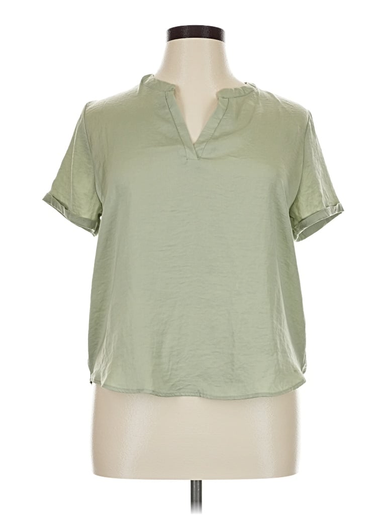Pre-owned Olive & Oak Short Sleeve Blouse In Green