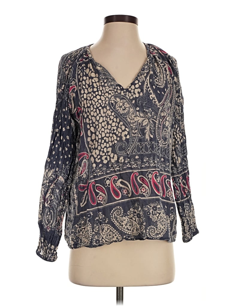 Pre-owned Dylan Long Sleeve Blouse In Gray