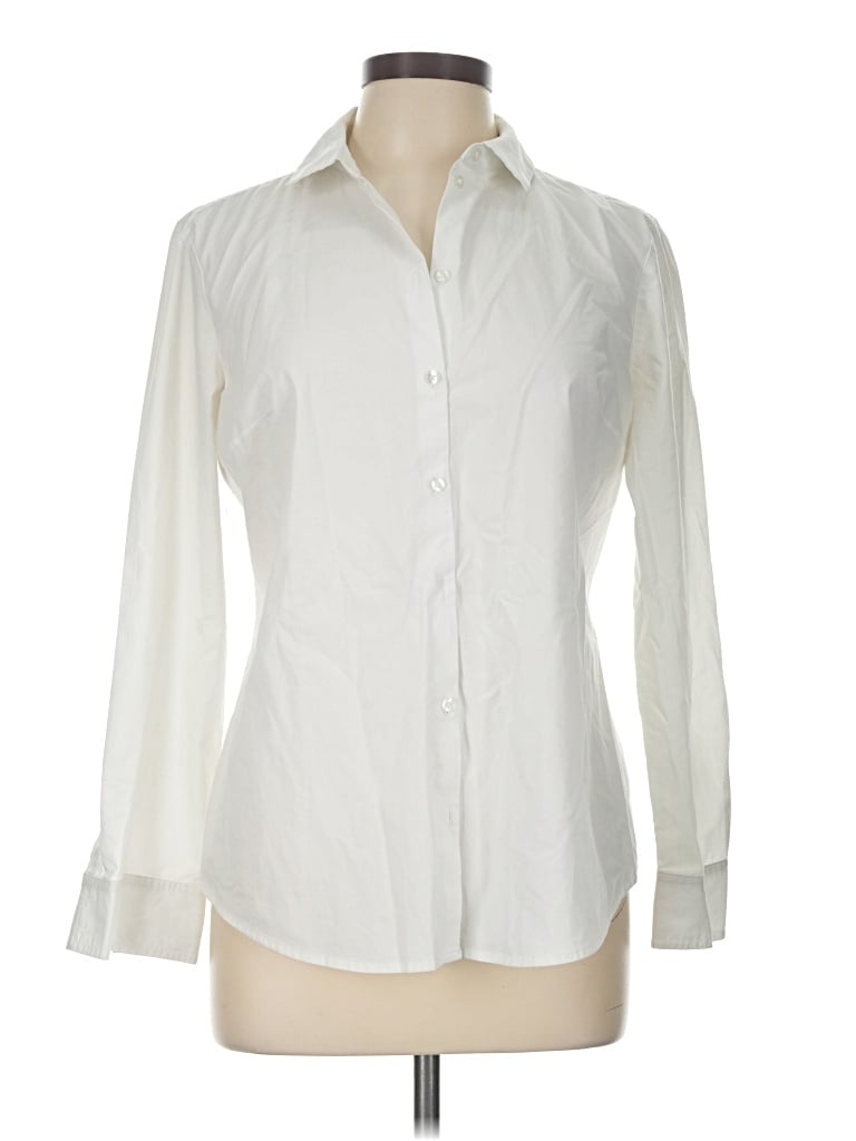 Pre-owned Express Outlet Long Sleeve Button Down Shirt In Ivory