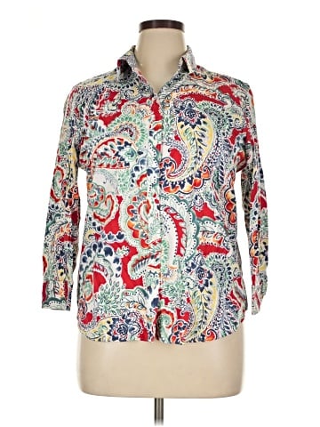 Chaps 3/4 Sleeve Button-Down Shirt (view 1)