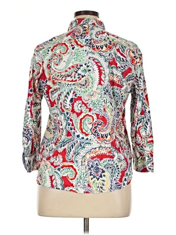 Chaps 3/4 Sleeve Button-Down Shirt (view 2)