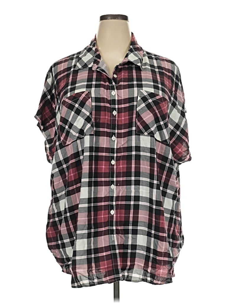 Pre-owned Torrid Short Sleeve Button Down Shirt In Burgundy