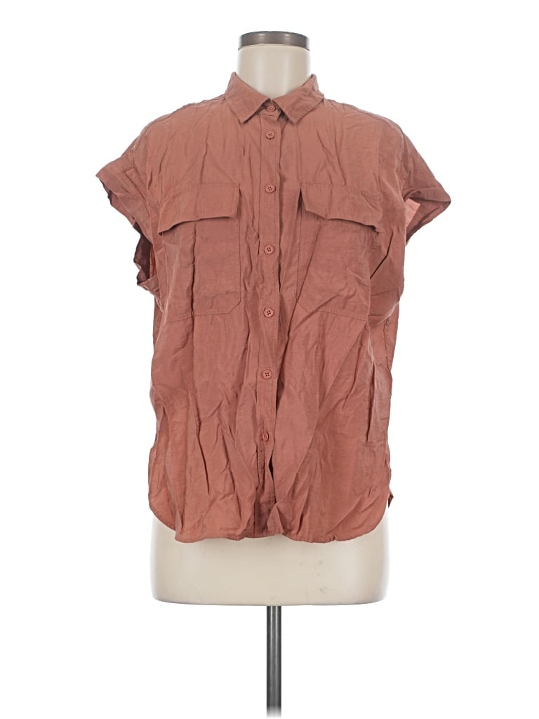 Pre-owned Gap Sleeveless Button Down Shirt In Brown