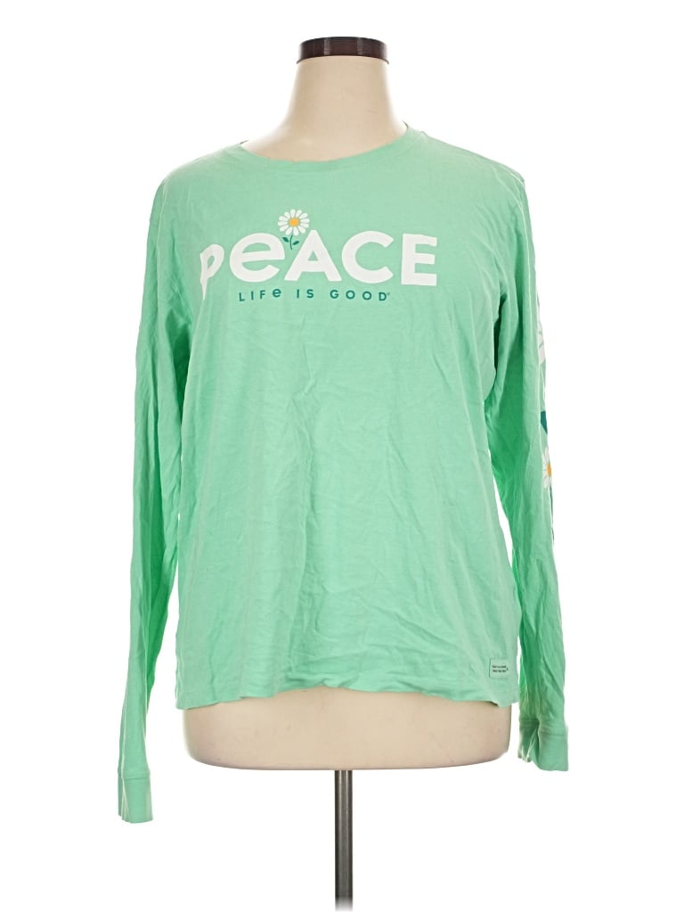 Pre-owned Life Is Good Long Sleeve T-shirt In Green