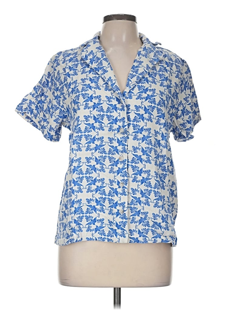 Pre-owned Universal Thread Short Sleeve Blouse In Blue