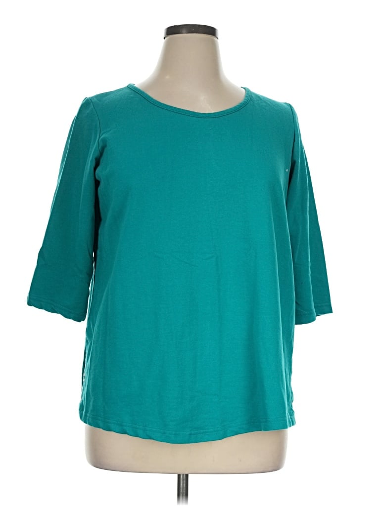 Pre-owned Woman Within 3/4 Sleeve T-shirt In Teal
