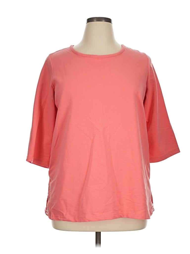 Pre-owned Woman Within 3/4 Sleeve T-shirt In Pink