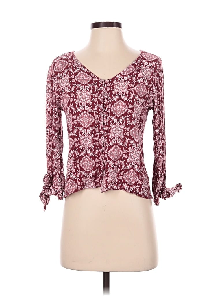 Pre-owned Blue Rain 3/4 Sleeve Blouse In Burgundy