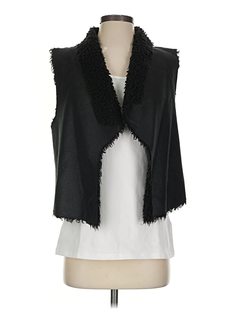 Pre-owned Velvet Faux Fur Vest In Black