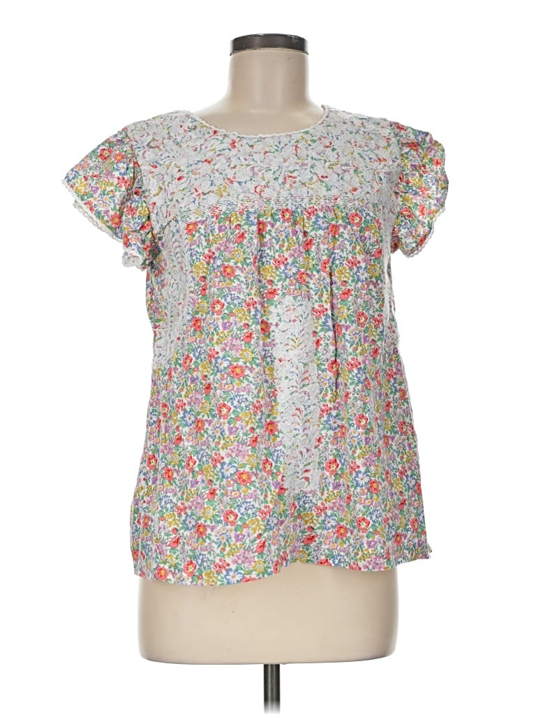 Pre-owned J.marie Short Sleeve Blouse In White