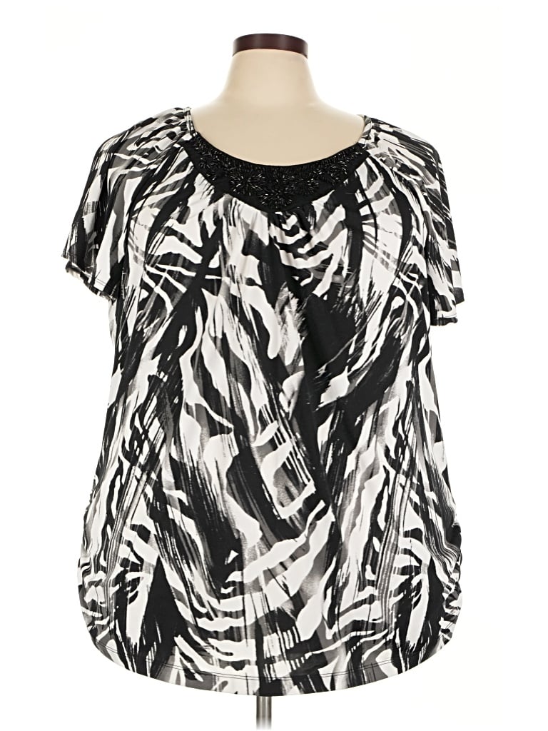 Pre-owned Fashion Bug Short Sleeve Blouse In Black