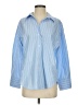 Zara Stripes Blue Long Sleeve Button-Down Shirt Size XS - photo 1