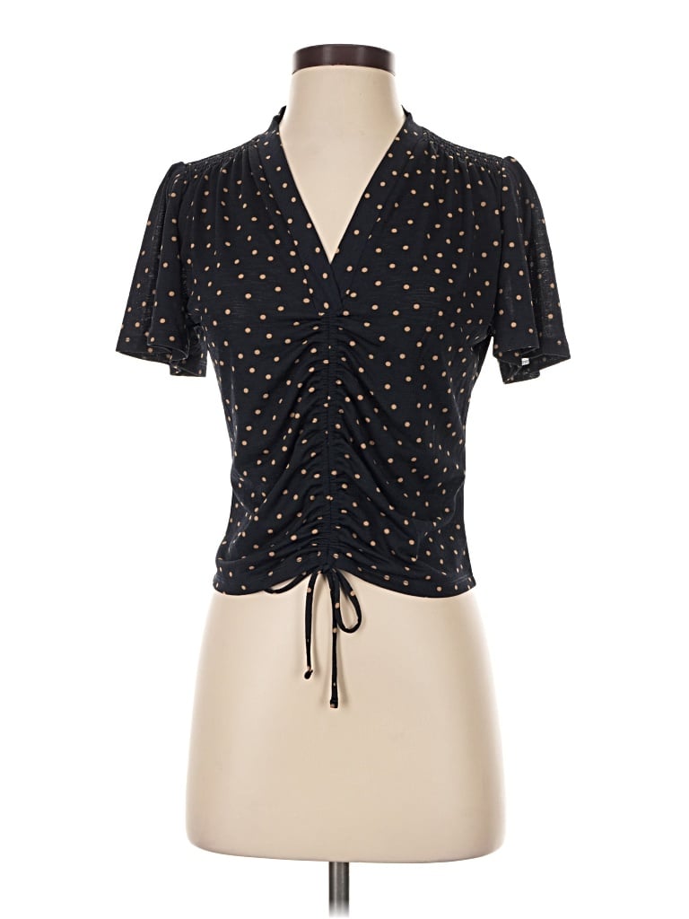 Adrianna Papell Short Sleeve Blouse In Black