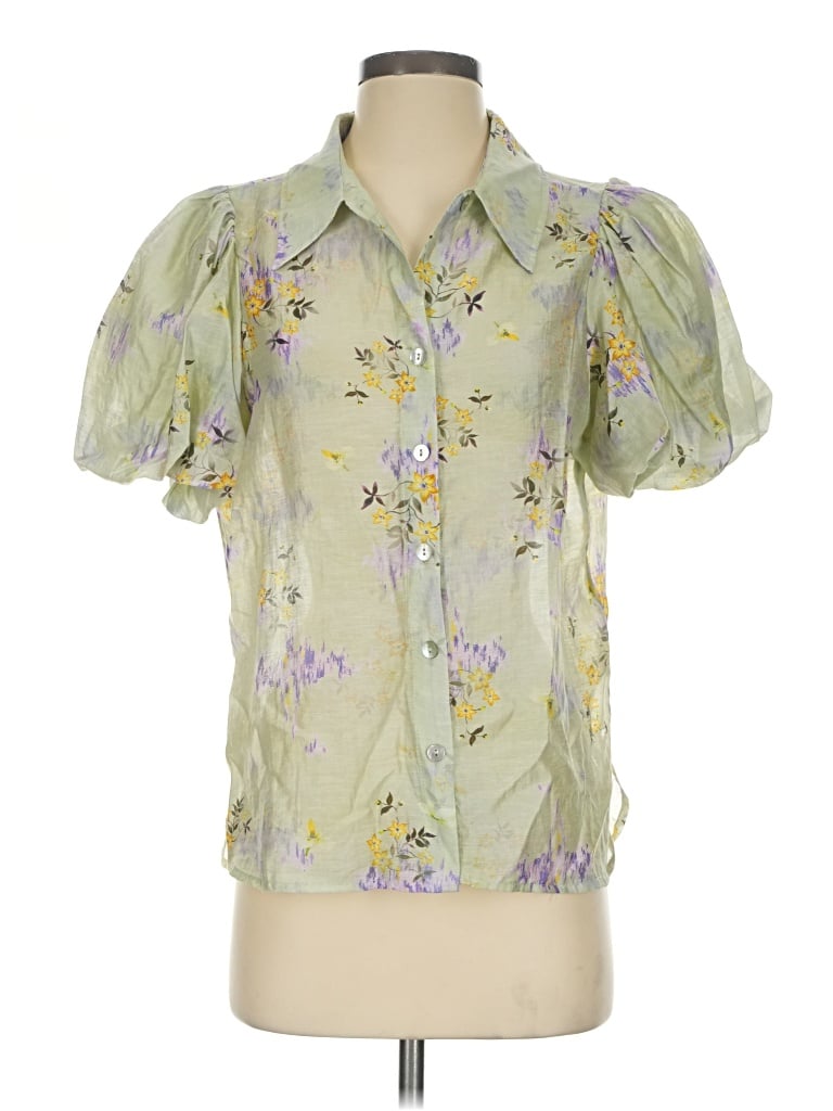 Pre-owned Mable Short Sleeve Blouse In Green