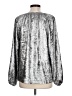 Old Navy 100% Polyester Metallic Silver Long Sleeve Blouse Size L - photo 2