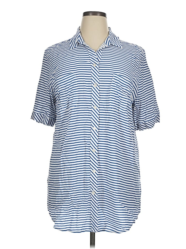 Pre-owned Chico's Short Sleeve Blouse In Blue