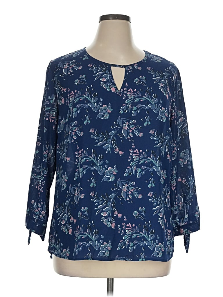Pre-owned 41hawthorn 3/4 Sleeve Blouse In Blue