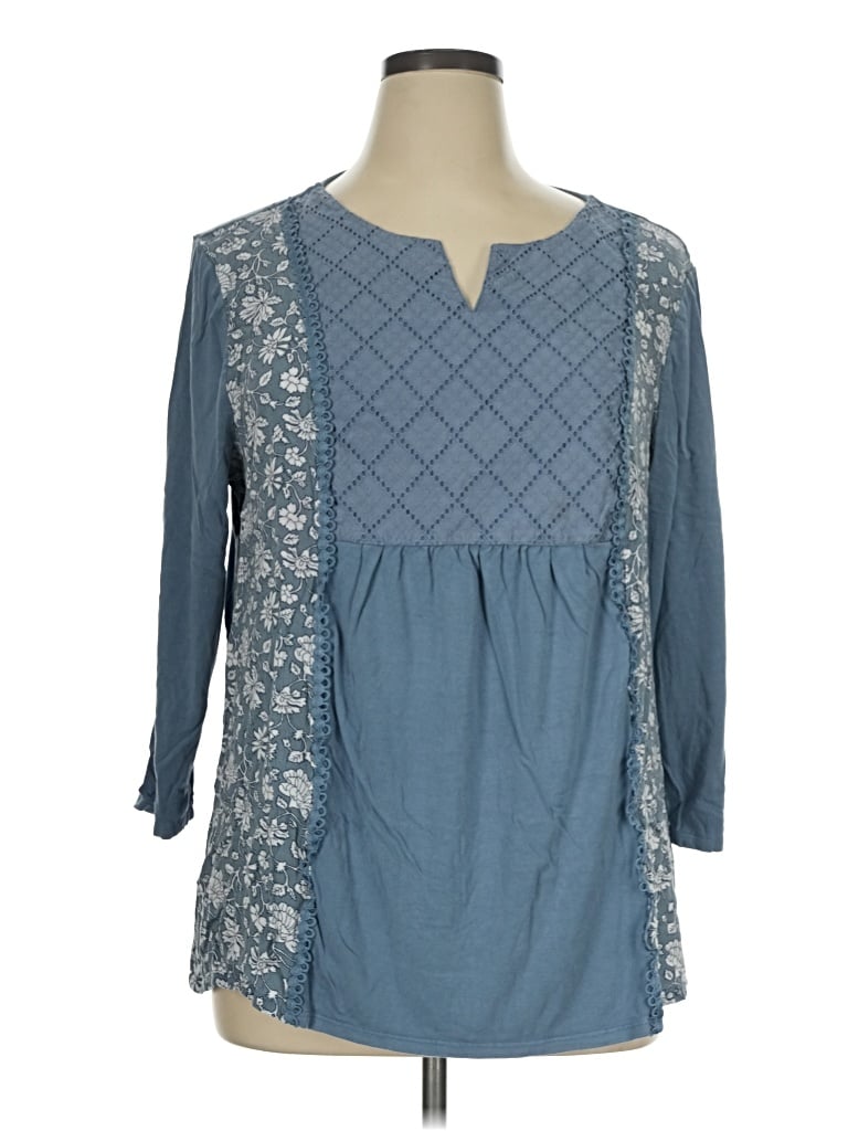 Pre-owned Chico's 3/4 Sleeve Blouse In Blue