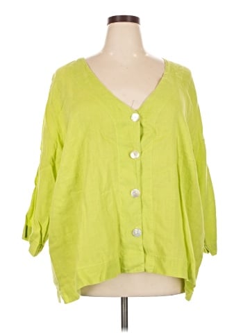 Flax 3/4 Sleeve Button-Down Shirt (view 1)