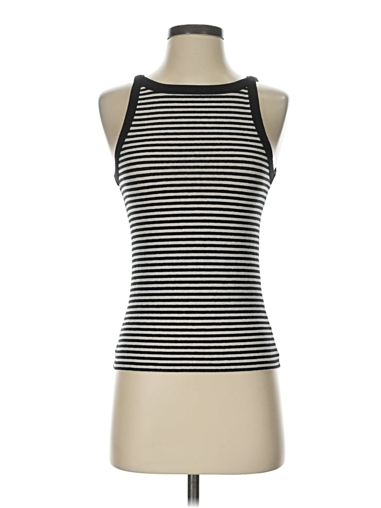 Pre-owned Jcrew Tank Top Black Stripes Pattern Halter Neckline Tops