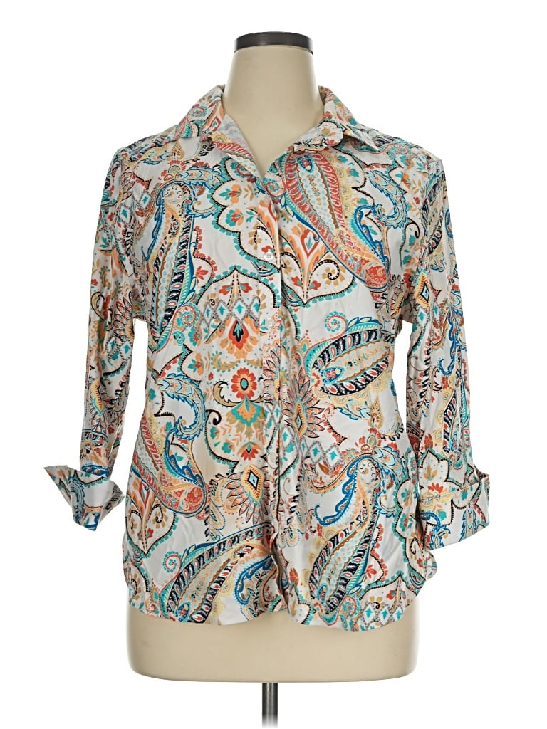 Pre-owned Chico's 3/4 Sleeve Blouse In Ivory