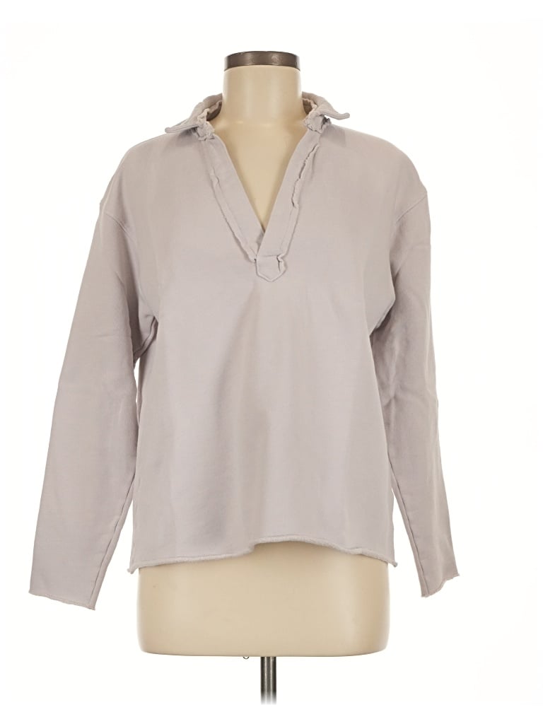 Pre-owned Frank & Eileen Long Sleeve Blouse In Gray