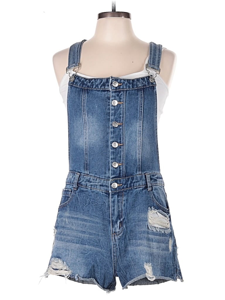 Pre-owned Hot Kiss Overall Shorts In Blue