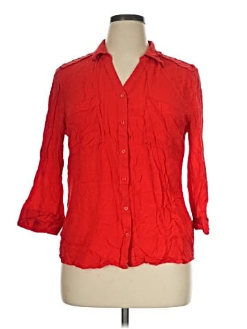 a.n.a. A New Approach 3/4 Sleeve Button-Down Shirt (view 1)