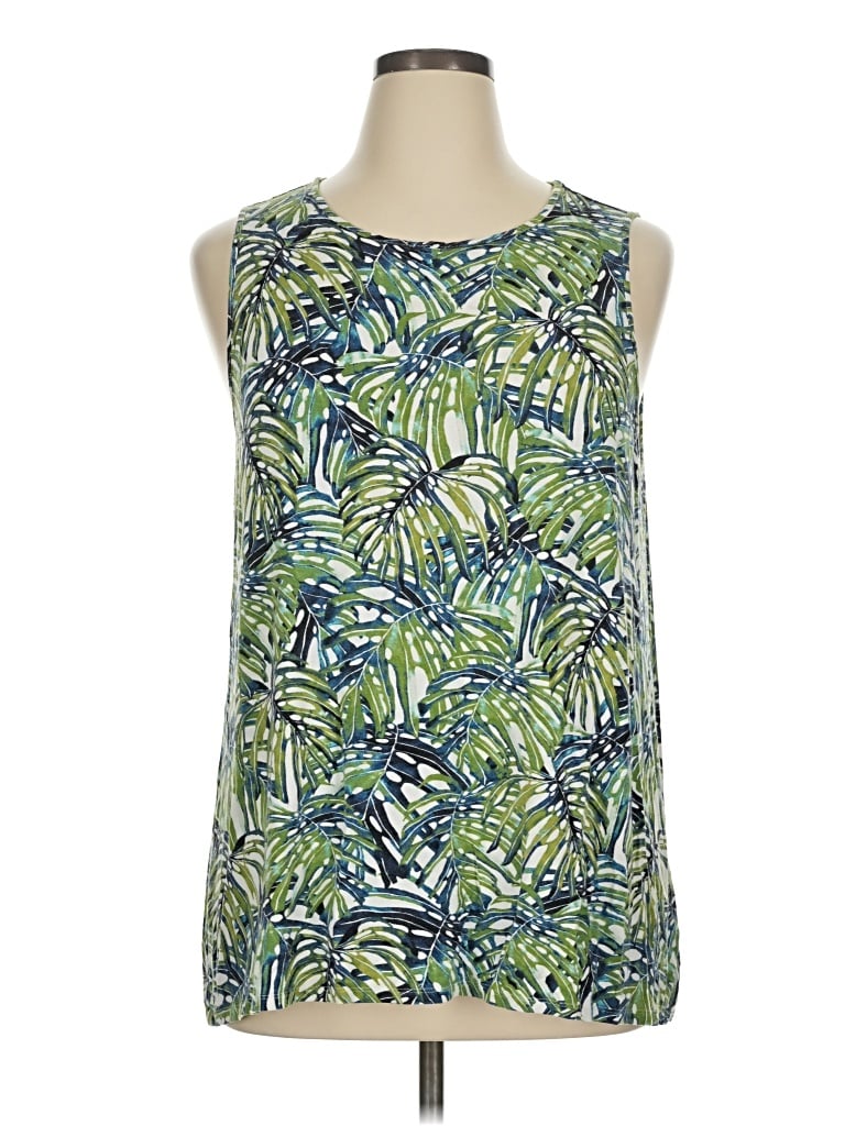Pre-owned Jjill Tank Top Green Halter Neckline Tops