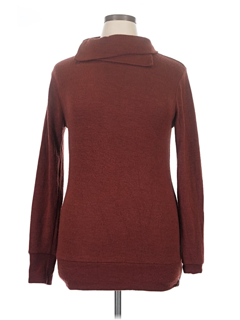Pre-owned Kavu Long Sleeve Top Burgundy Turtleneck Tops