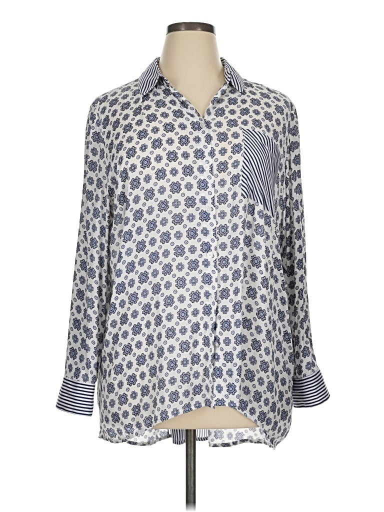 Pre-owned Chico's 3/4 Sleeve Blouse In Blue