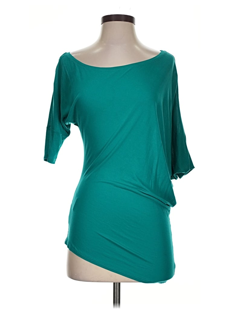 Pre-owned Bcbgmaxazria Short Sleeve Top Teal One Shoulder Neckline Tops