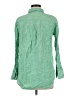 Talbots 100% Linen Stripes Green Long Sleeve Button-Down Shirt Size M - photo 2