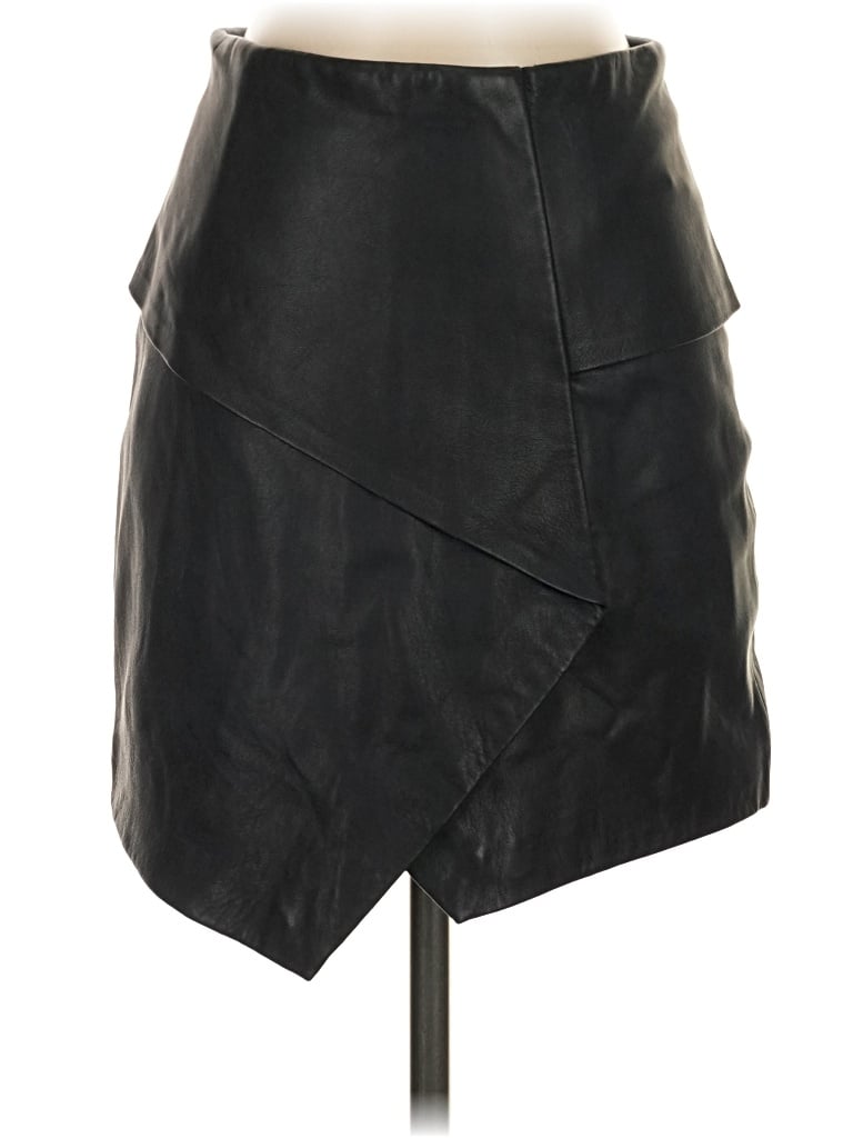 Pre-owned Joie Faux Leather Skirt In Black