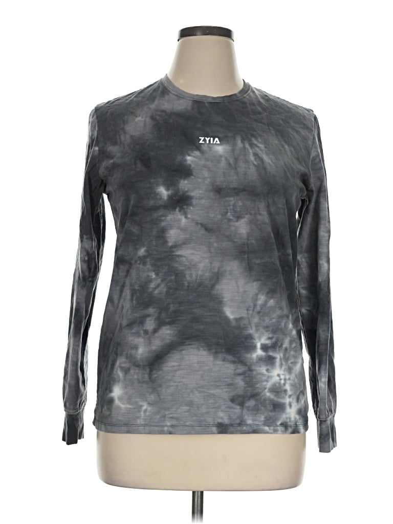 Pre-owned Zyia Active Long Sleeve T-shirt In Gray