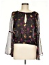 Bebe 100% Polyester Floral Purple Black 3/4 Sleeve Blouse Size 6 - photo 1