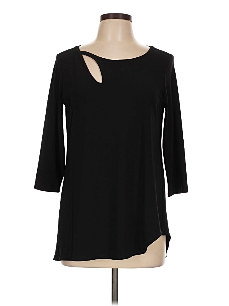 Pre-owned Sympli 3/4 Sleeve Top Black Keyhole Neckline Tops