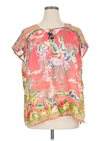 Johnny Was Short Sleeve Silk Top (view 1)
