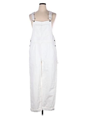 Madewell Denim Oversized Carpenter Overalls in Tile White (view 1)