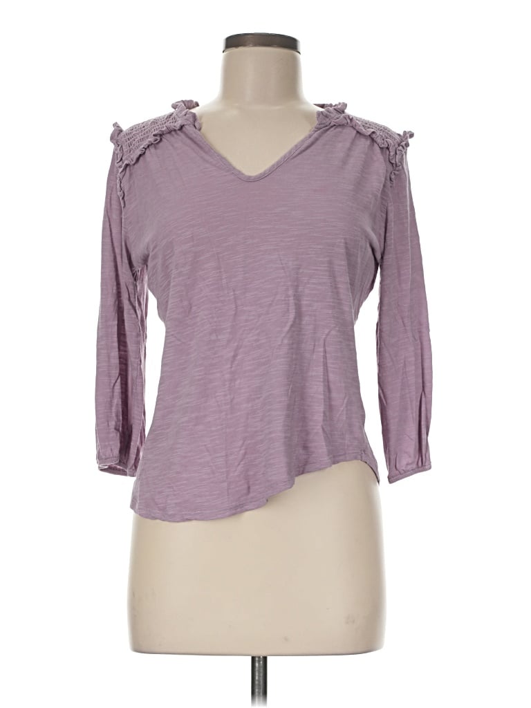 Pre-owned Beacon 3/4 Sleeve Top Purple Sweetheart Neckline Tops