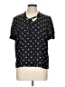 Maison Jules 100% Polyester Hearts Black Short Sleeve Blouse Size L - photo 1