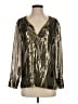 J.Crew Metallic Silver Long Sleeve Silk Top Size 4 - photo 1