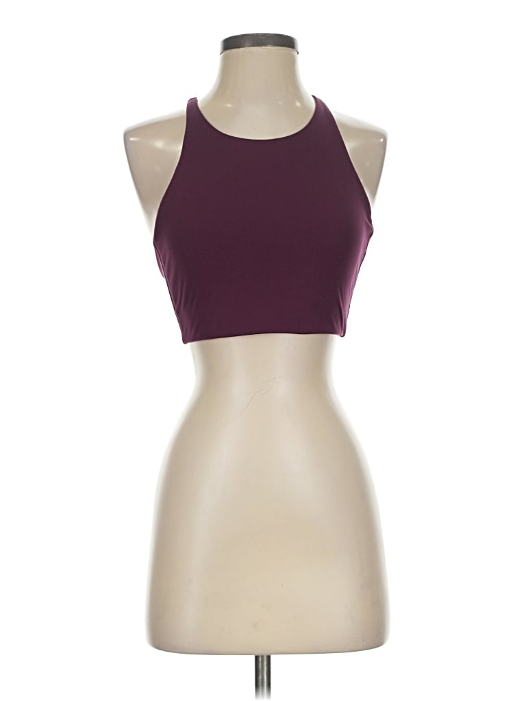 Pre-owned Girlfriend Collective Tank Top Burgundy Halter Neckline Tops