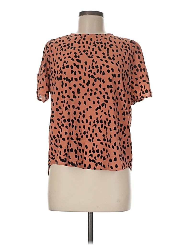 Pre-owned Papermoon Short Sleeve Blouse In Brown